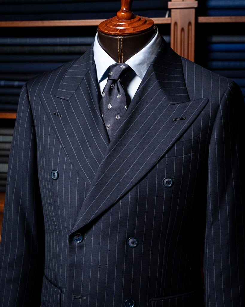 Abito Canova Gessato Blu Scuro