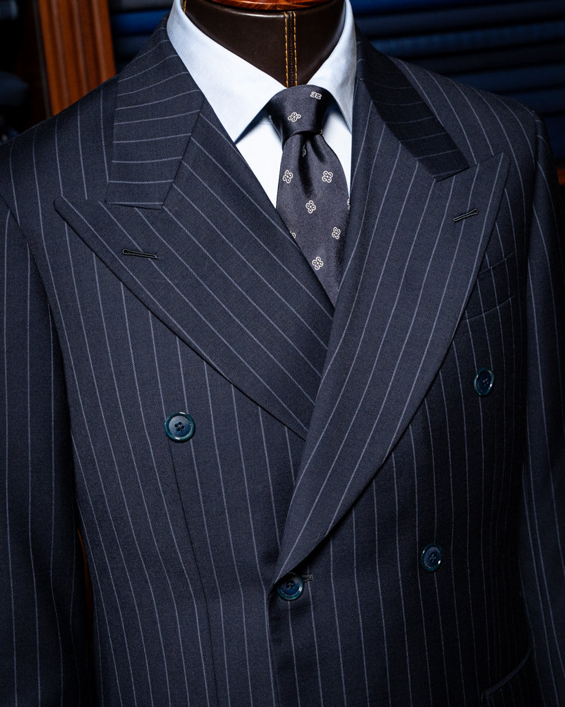 Abito Canova Gessato Blu Scuro