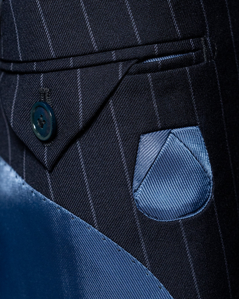 Abito Canova Gessato Blu Scuro