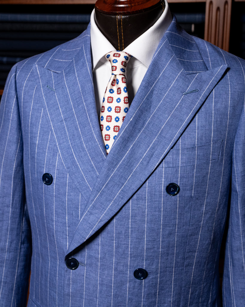 Abito Canova Sfoderato Blu Gessato