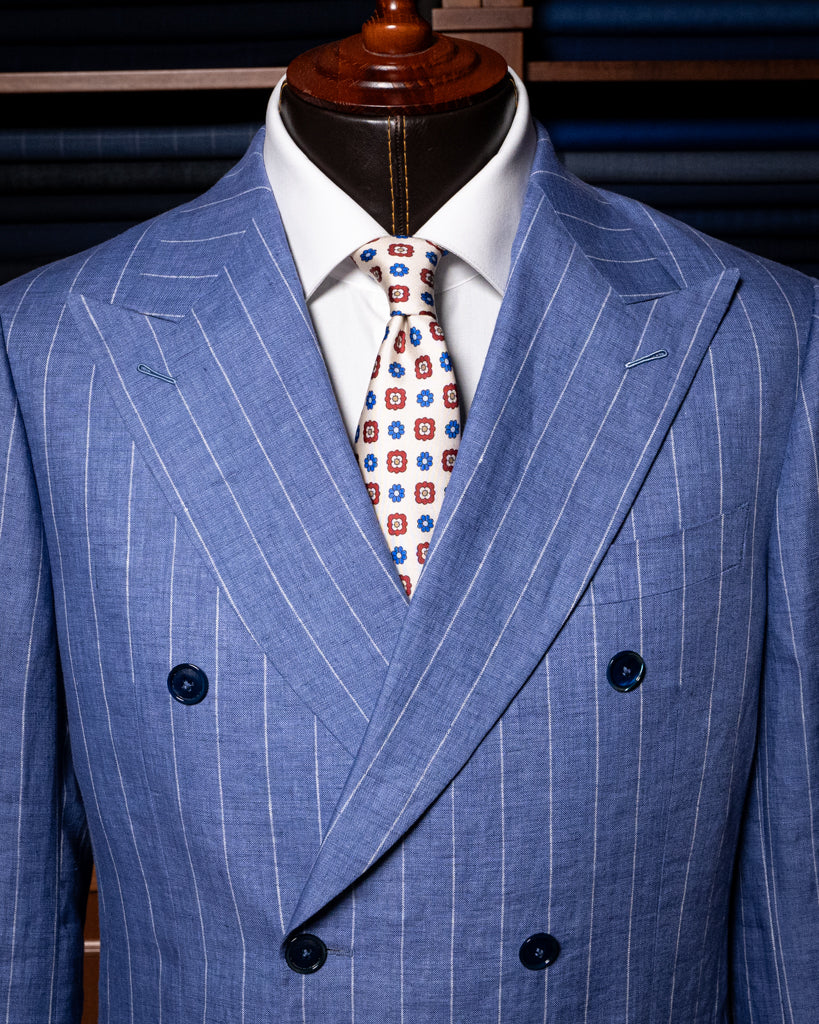 Abito Canova Sfoderato Blu Gessato