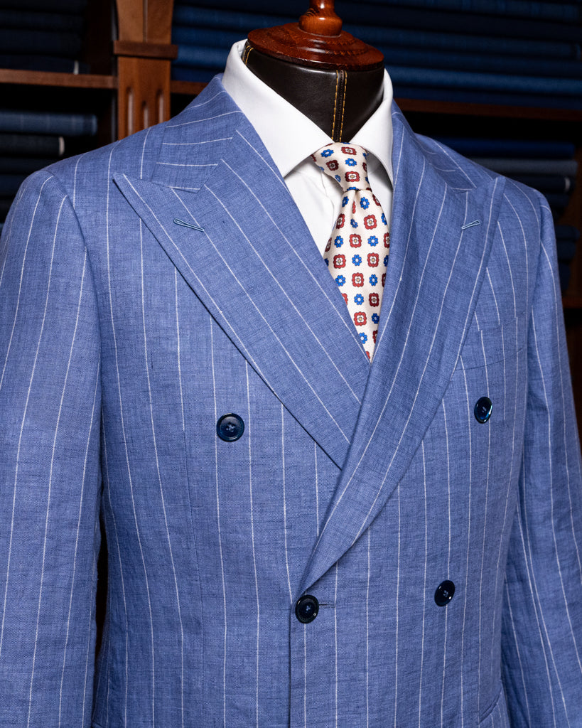 Abito Canova Sfoderato Blu Gessato