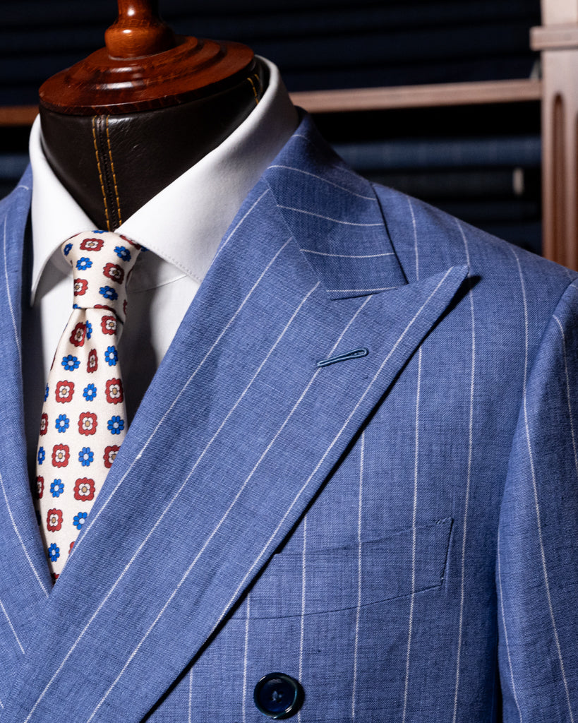 Abito Canova Sfoderato Blu Gessato