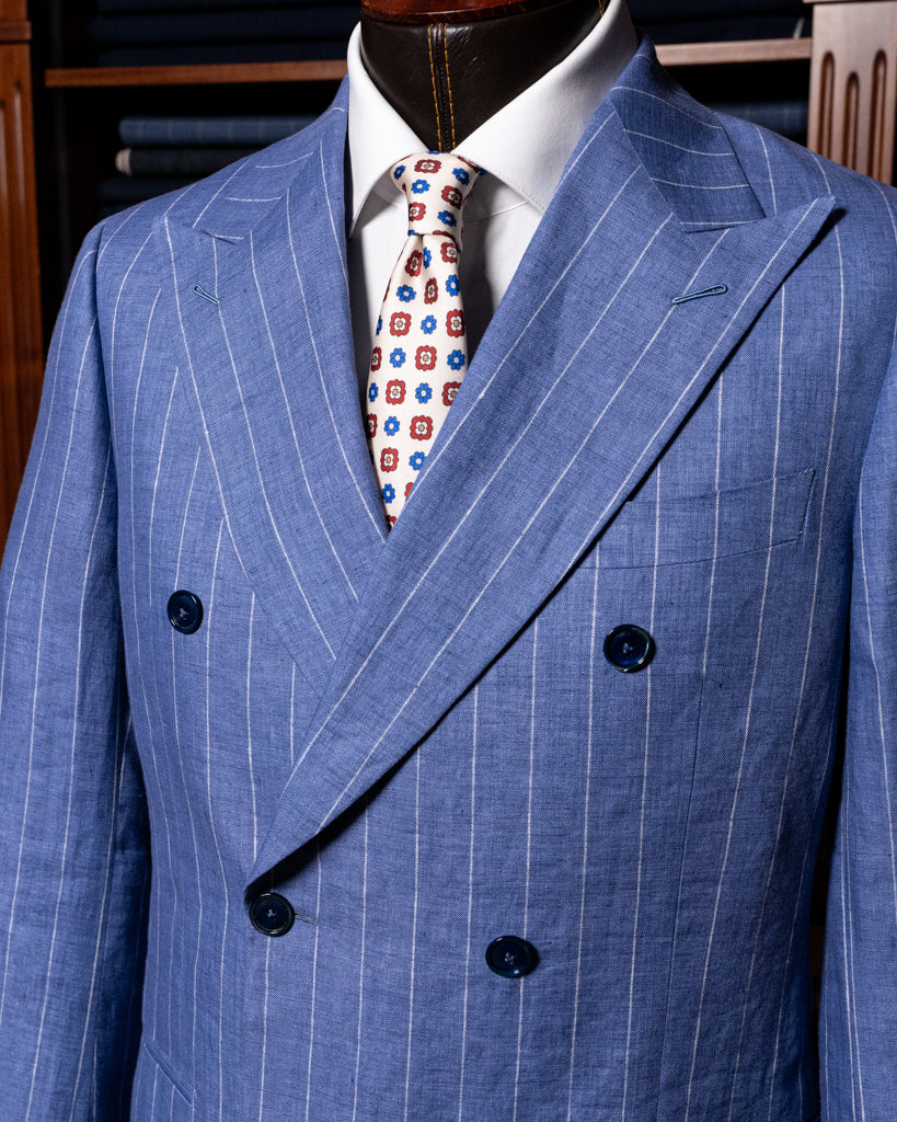 Abito Canova Sfoderato Blu Gessato