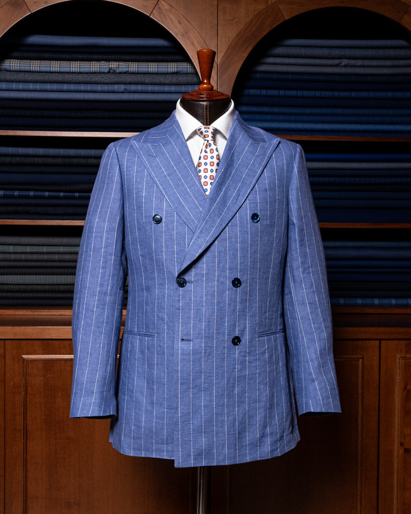 Abito Canova Sfoderato Blu Gessato