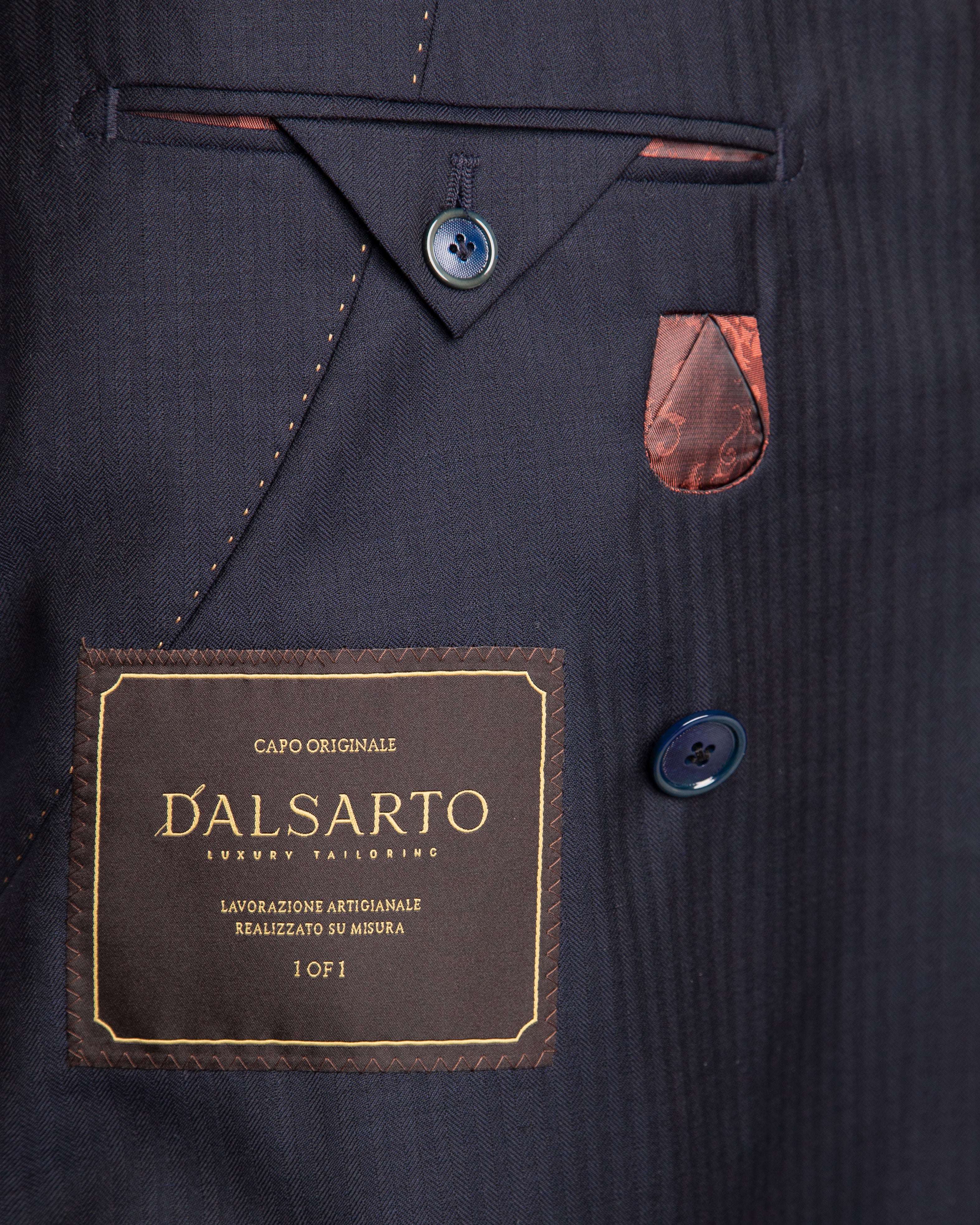 Canova Blue Herringbone Double Breasted Suit