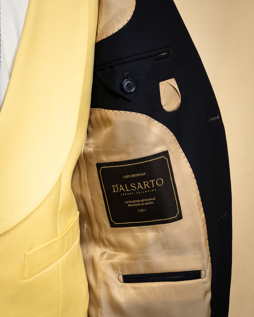 Abito Giotto Cerimonia Blu con Gilet Giallo