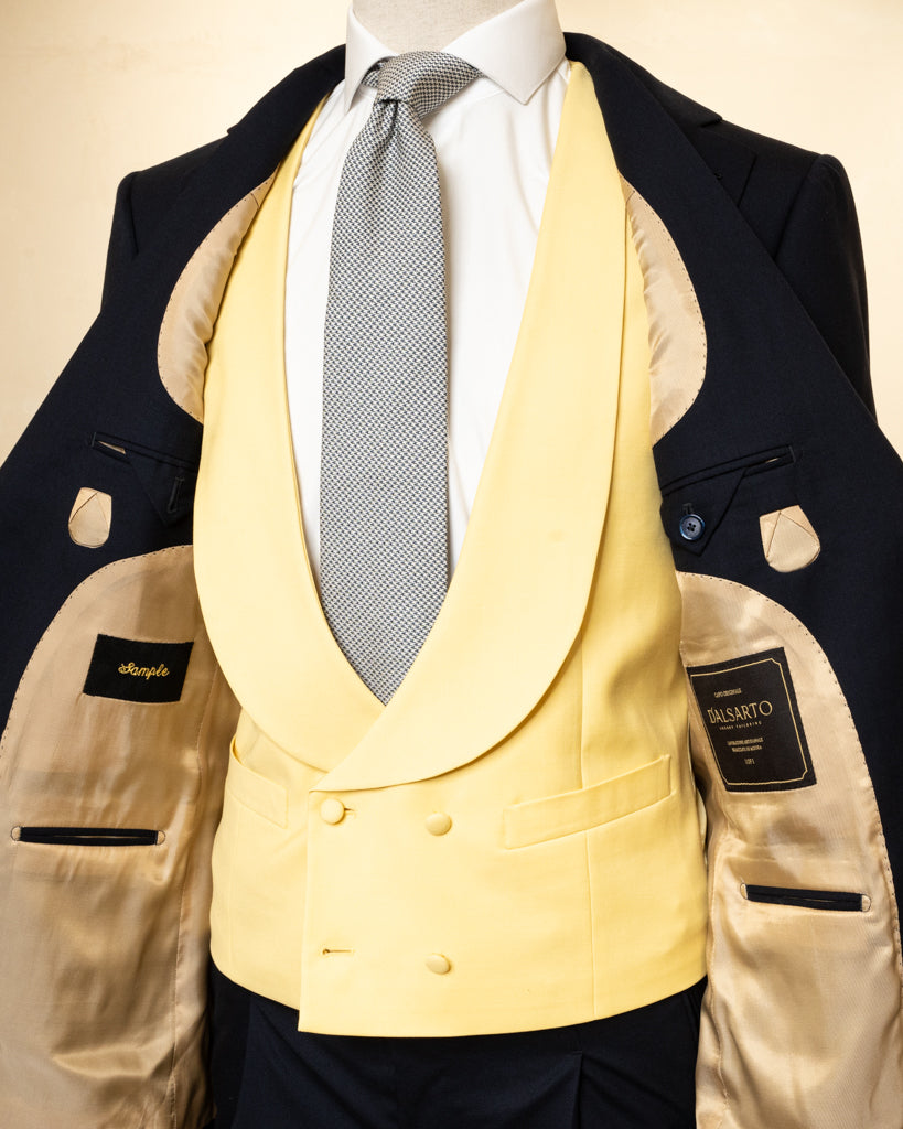 Abito Giotto Cerimonia Blu con Gilet Giallo