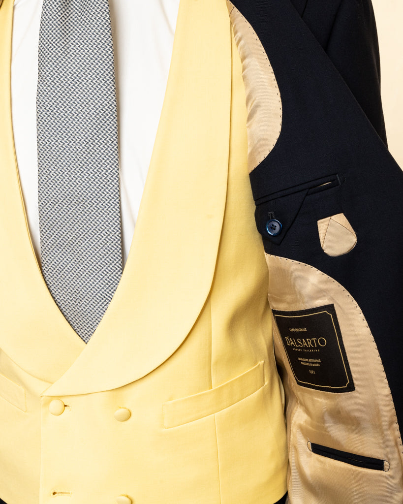 Abito Giotto Cerimonia Blu con Gilet Giallo