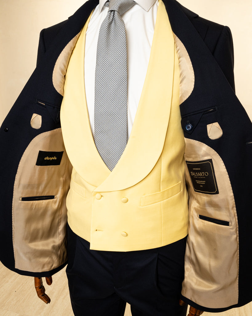 Abito Giotto Cerimonia Blu con Gilet Giallo