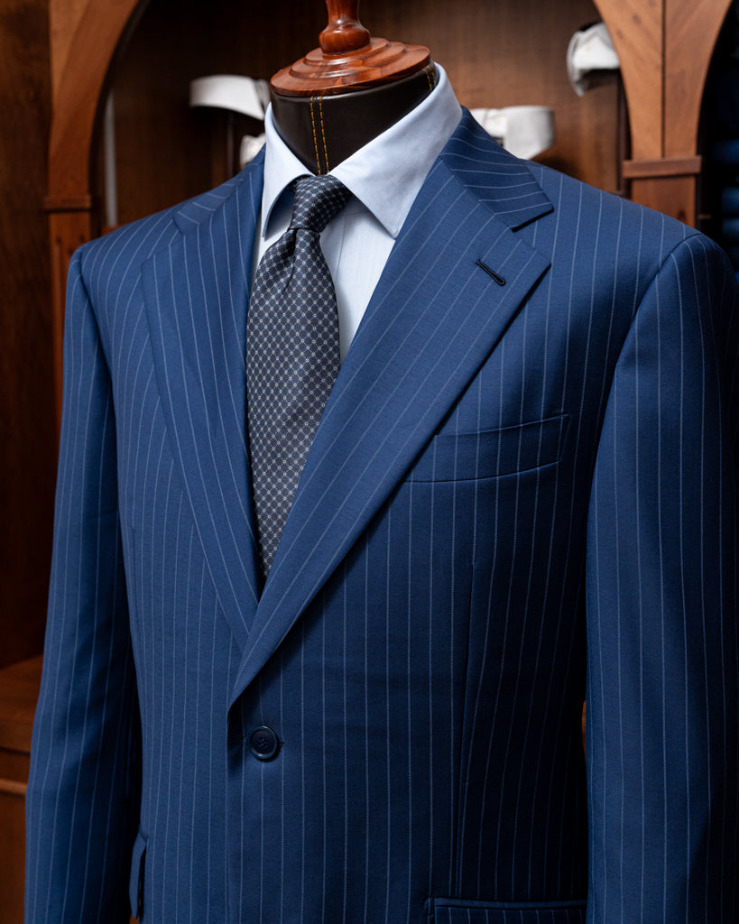 Abito Giotto Gessato Navy Blue con Gilet