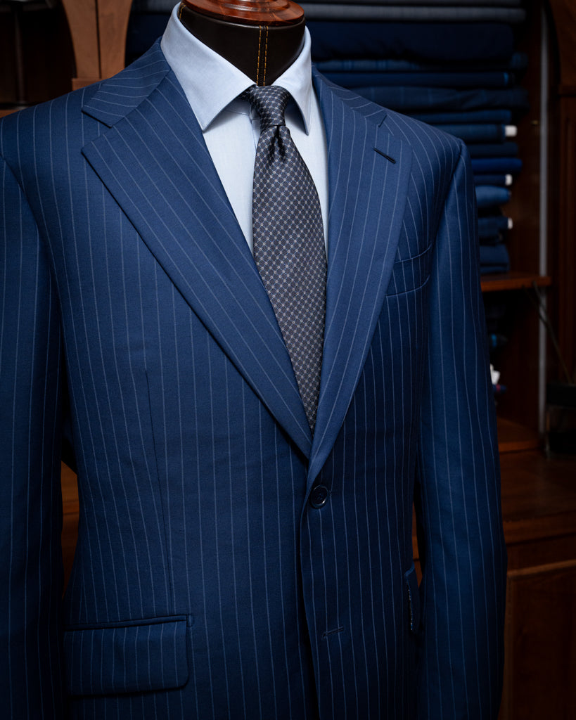 Abito Giotto Gessato Navy Blue con Gilet