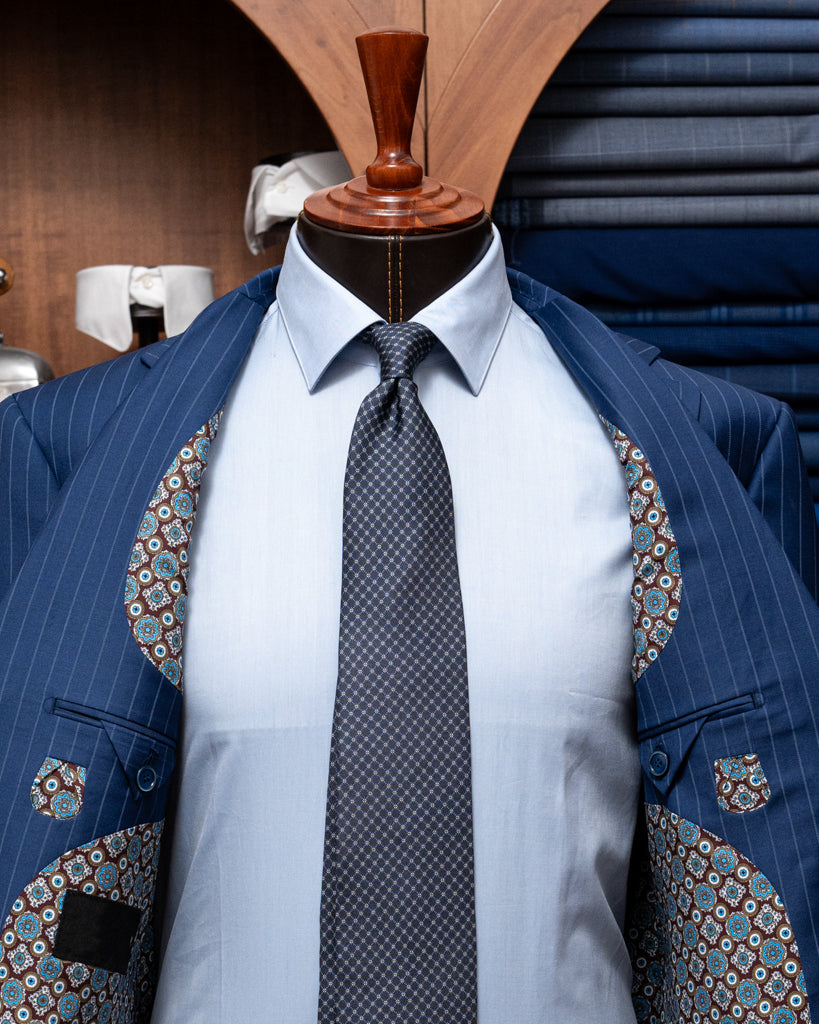Abito Giotto Gessato Navy Blue con Gilet