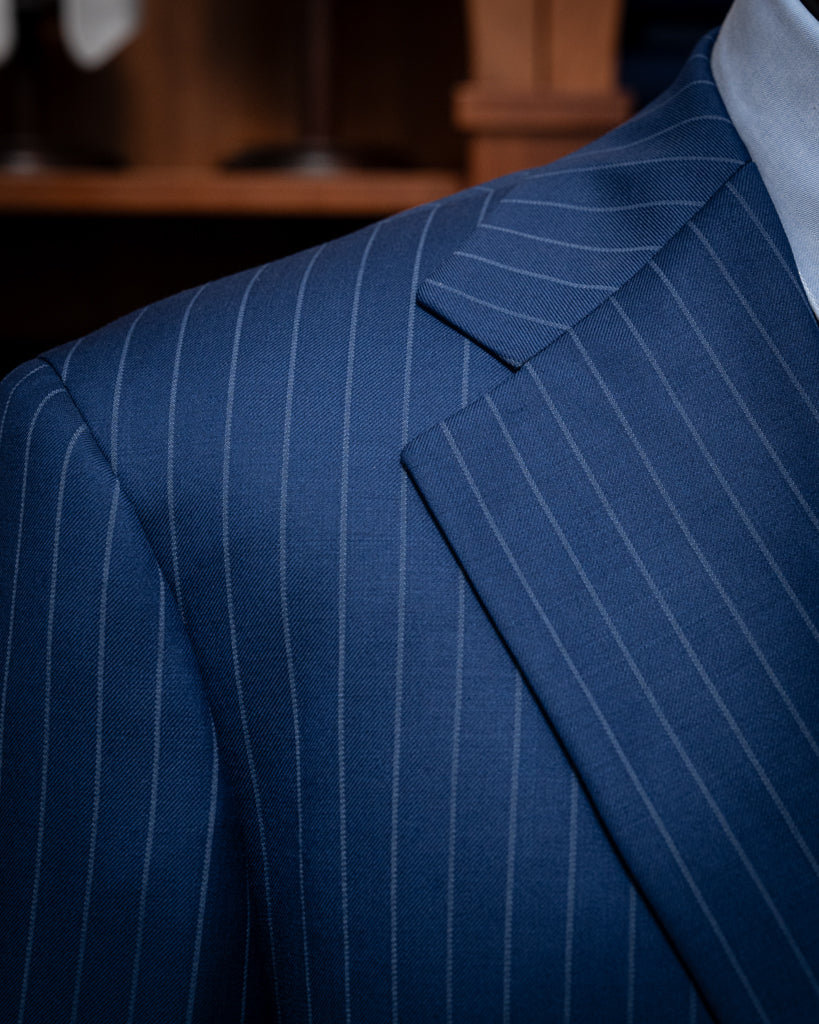 Abito Giotto Gessato Navy Blue con Gilet