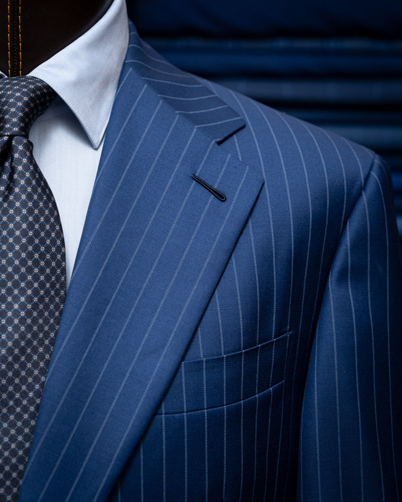 Abito Giotto Gessato Navy Blue con Gilet