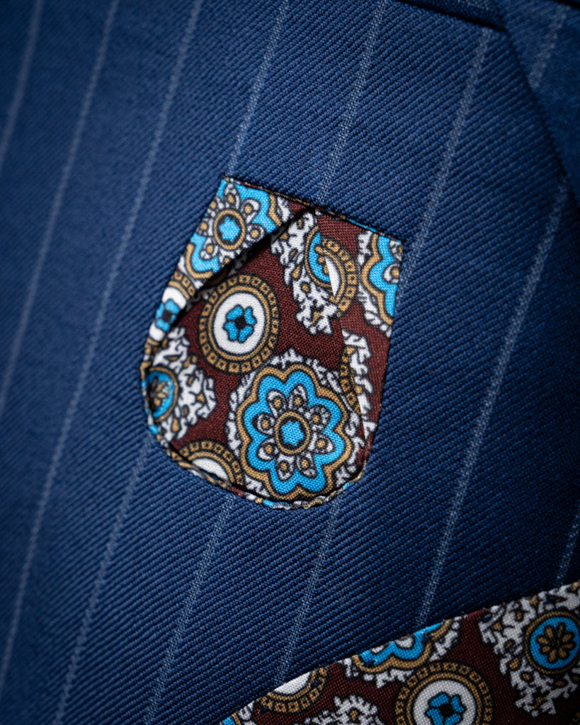Abito Giotto Gessato Navy Blue con Gilet