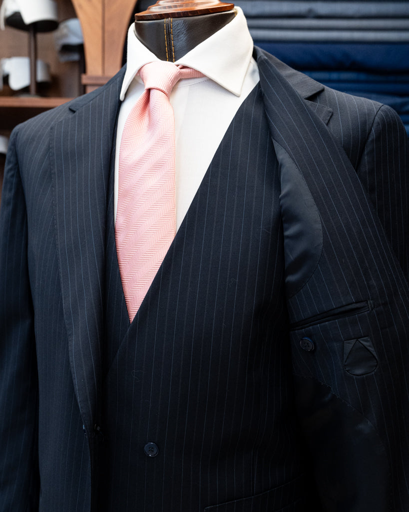 Giotto 3 Piece Dark Blue Pinstripe Suit