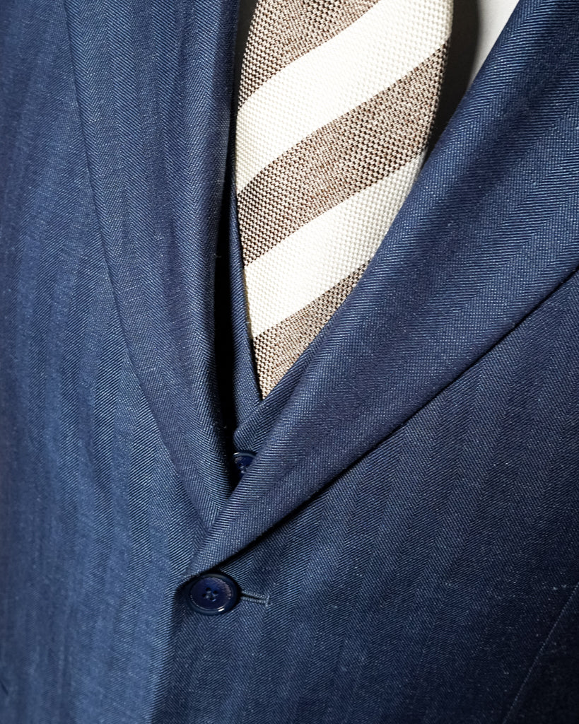 Abito Giotto Spinato Lino Blu con Gilet