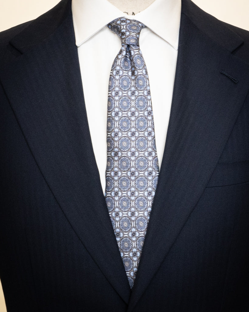 Giotto Light Blue Herringbone Suit