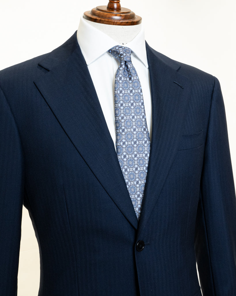Giotto Light Blue Herringbone Suit