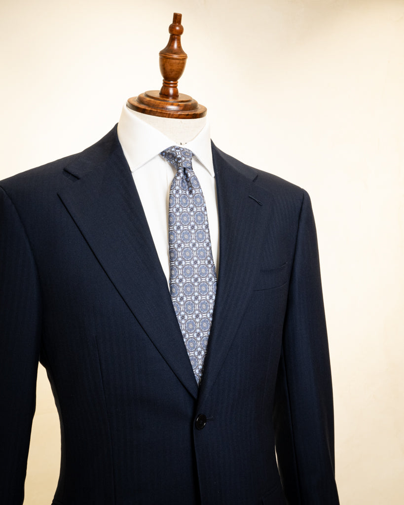 Giotto Light Blue Herringbone Suit