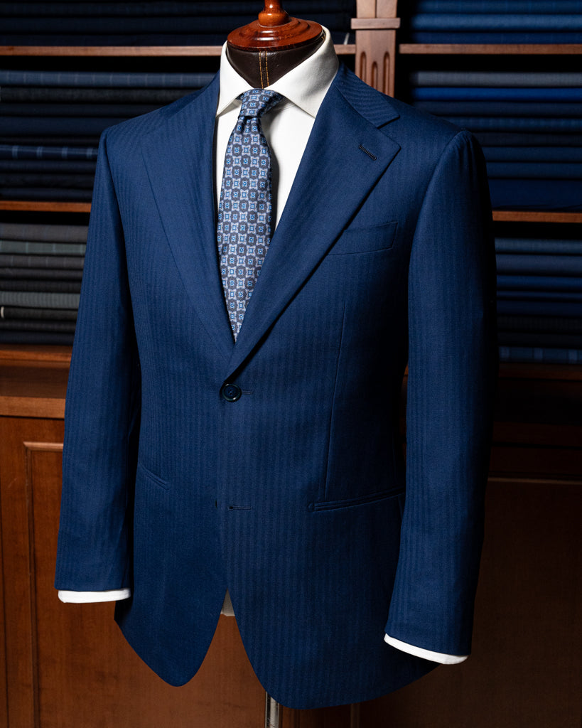 Giotto Light Blue Herringbone Suit