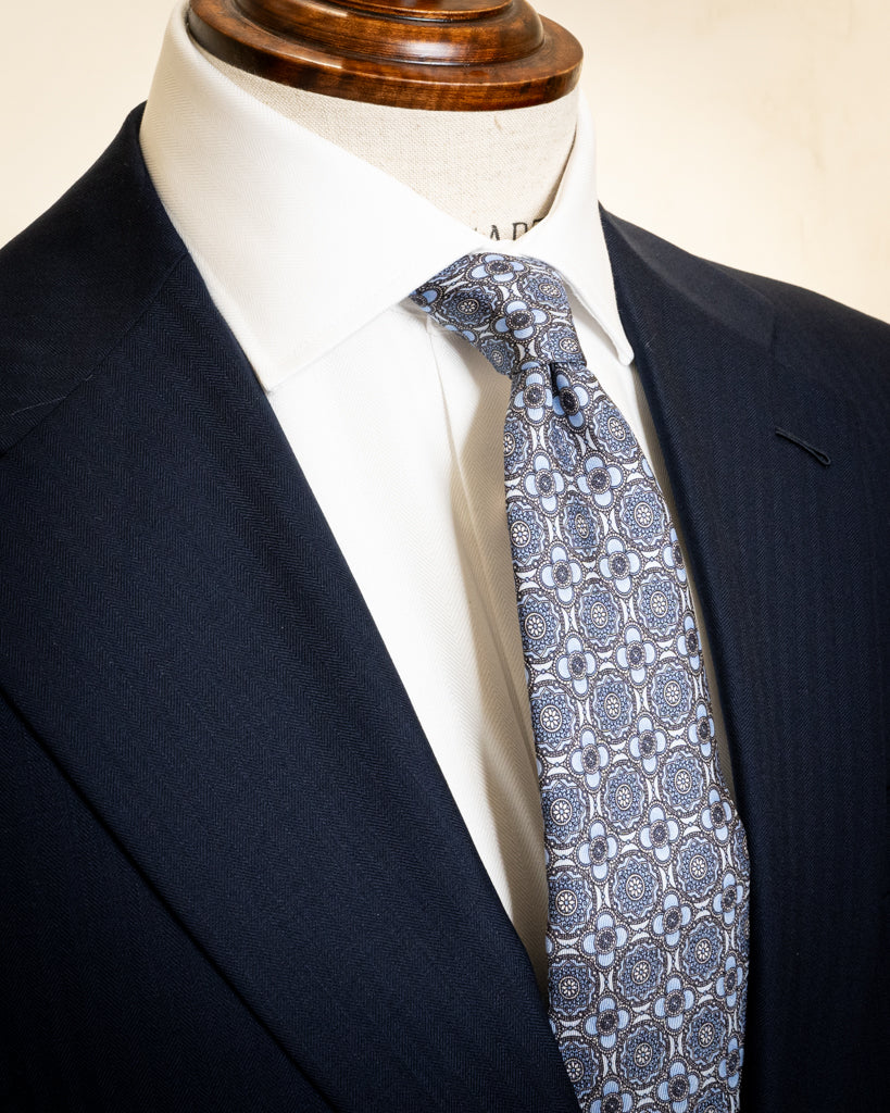 Giotto Light Blue Herringbone Suit