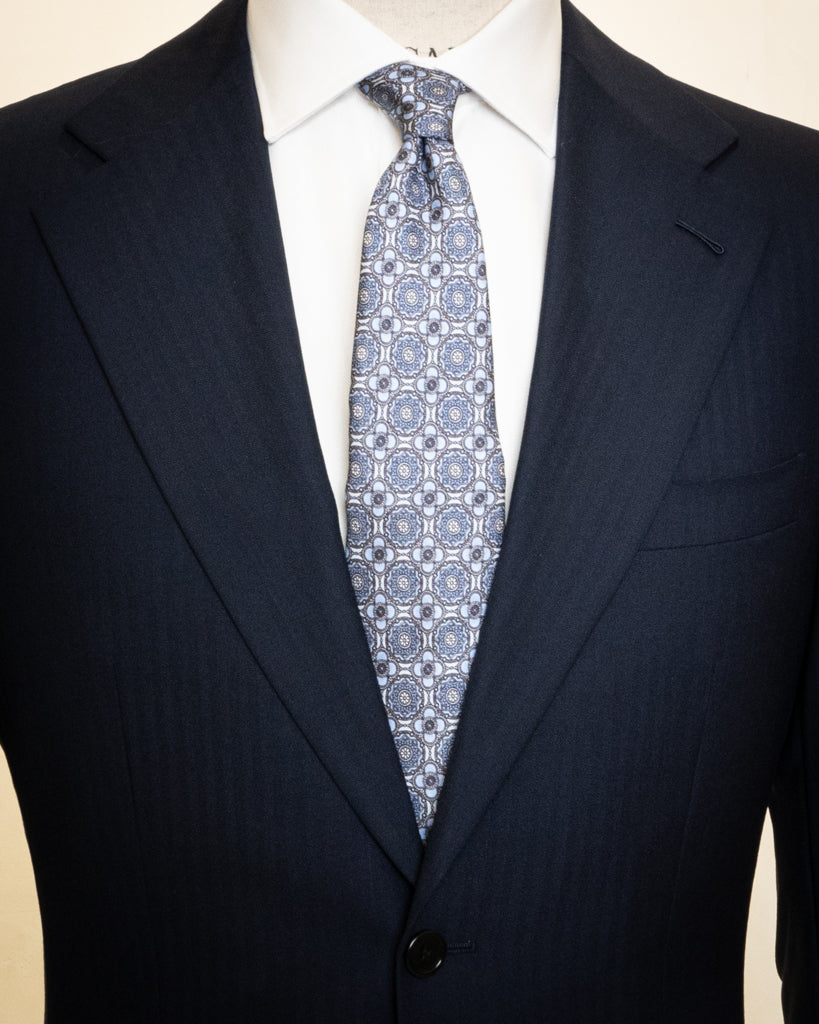 Giotto Light Blue Herringbone Suit
