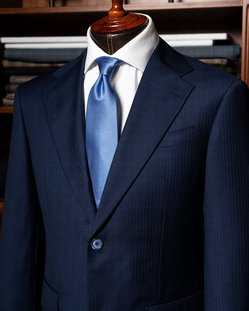 Giotto Peacock Blue Herringbone Tone on Tone Suit
