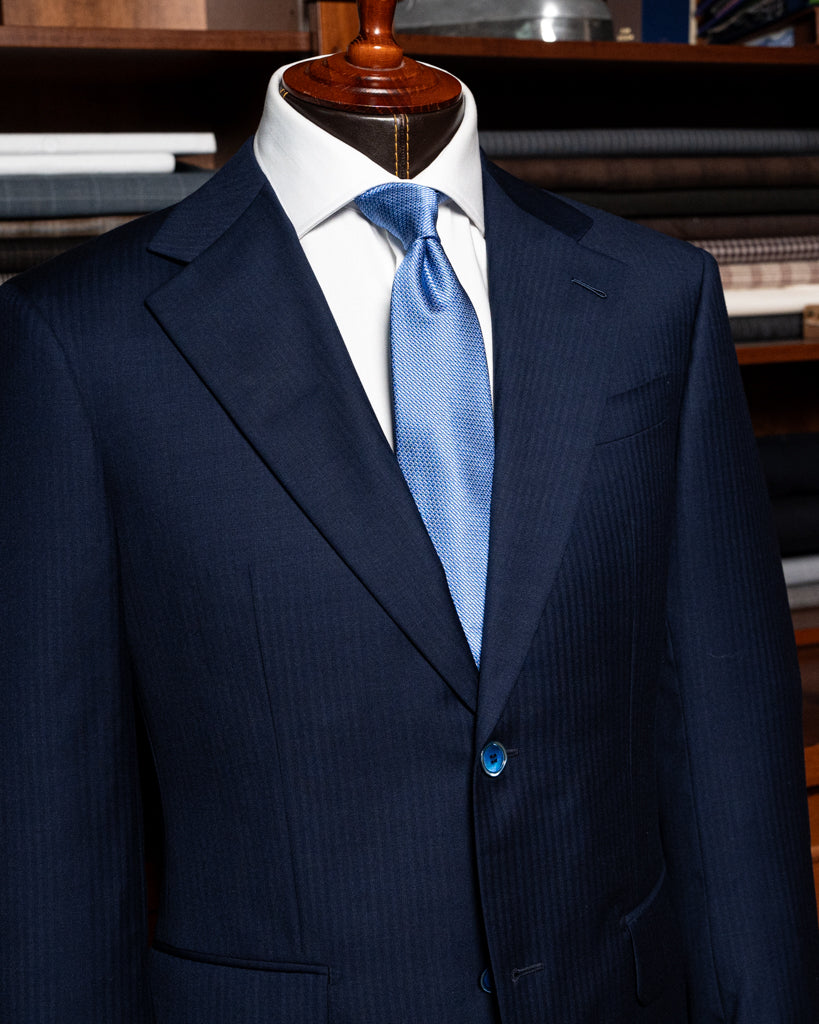 Giotto Peacock Blue Herringbone Tone on Tone Suit