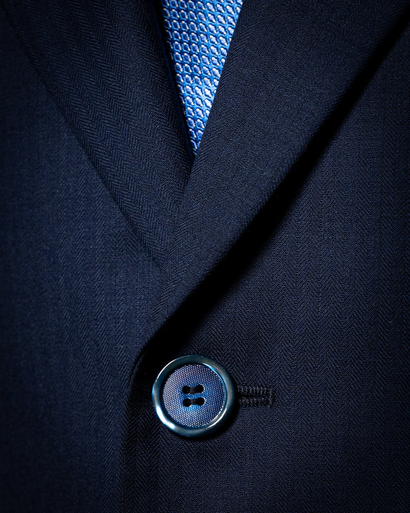 Giotto Peacock Blue Herringbone Tone on Tone Suit