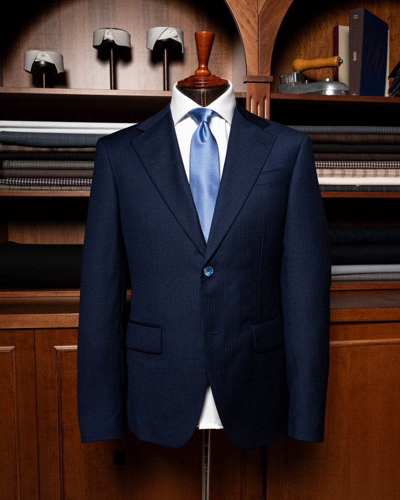 Giotto Peacock Blue Herringbone Tone on Tone Suit