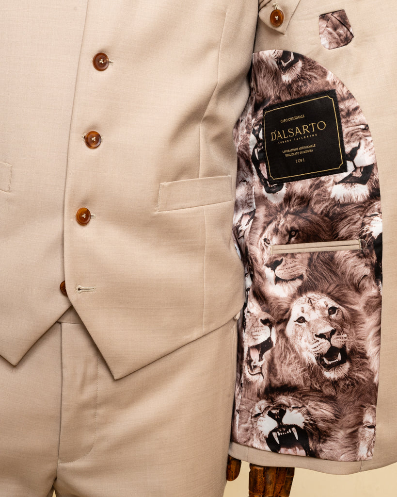 Giotto Beige Biscuit suit with Vest