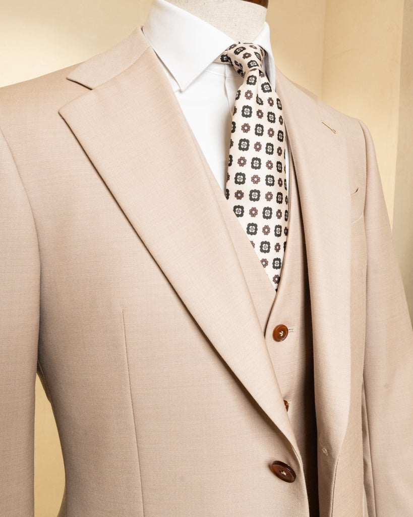 Giotto Beige Biscuit suit with Vest