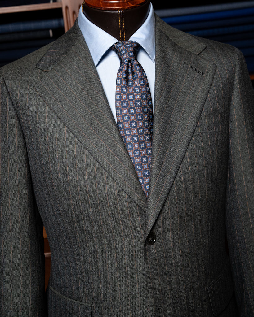 Giotto Dark Green Pinstripe Suit