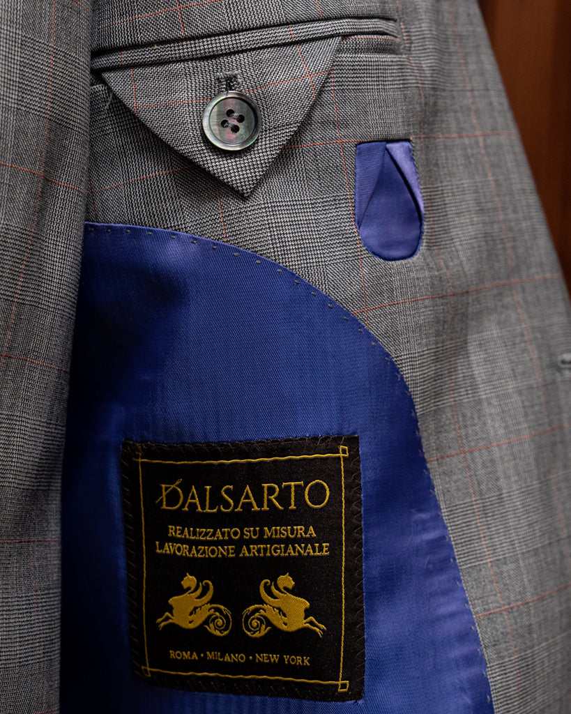 Abito Giotto Principe di Galles Grigio Overcheck Rosso con Gilet