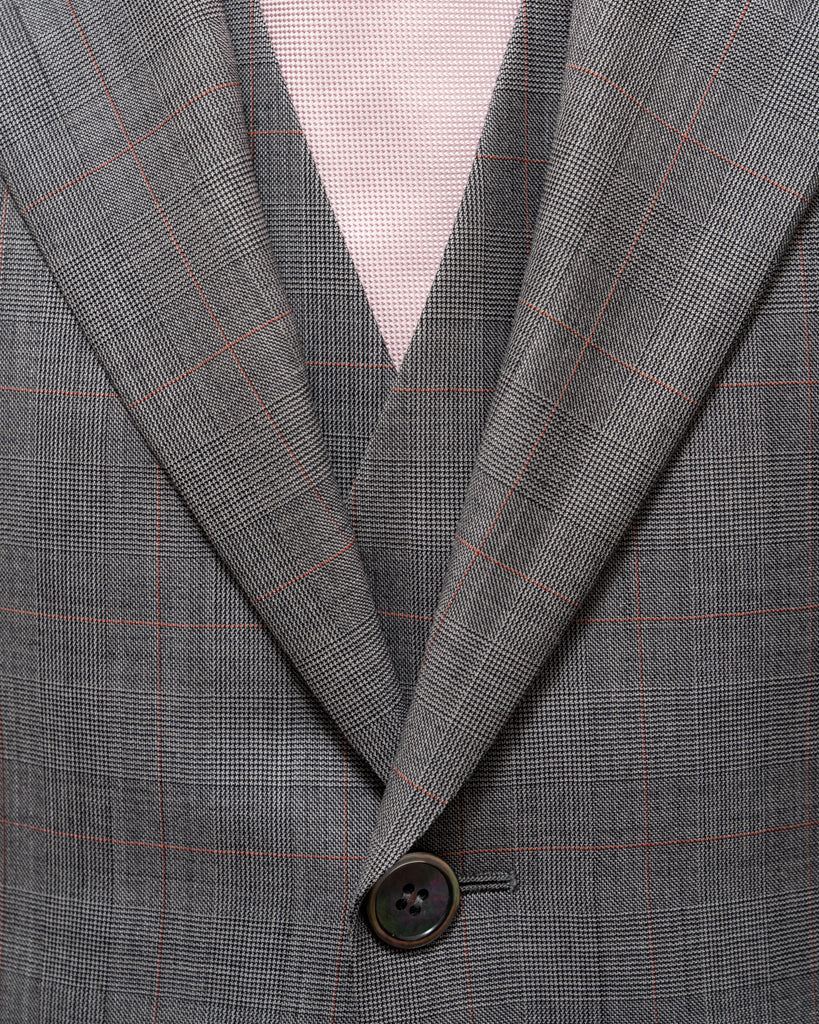 Abito Giotto Principe di Galles Grigio Overcheck Rosso con Gilet