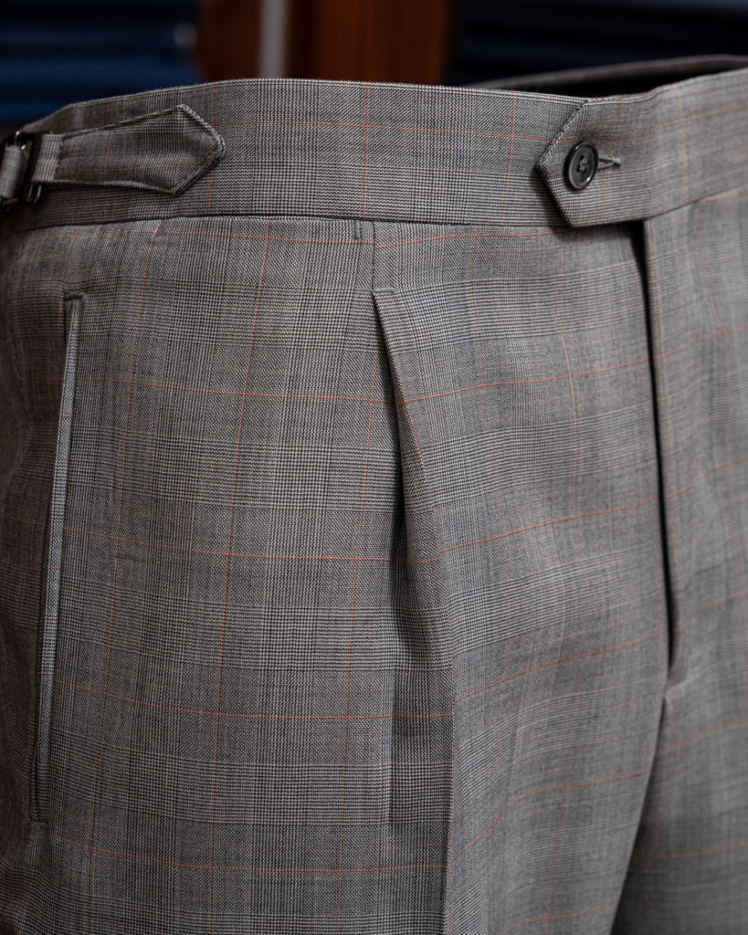 Abito Giotto Principe di Galles Grigio Overcheck Rosso con Gilet