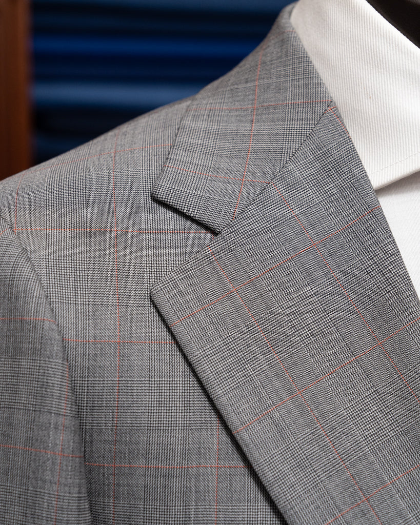 Abito Giotto Principe di Galles Grigio Overcheck Rosso con Gilet