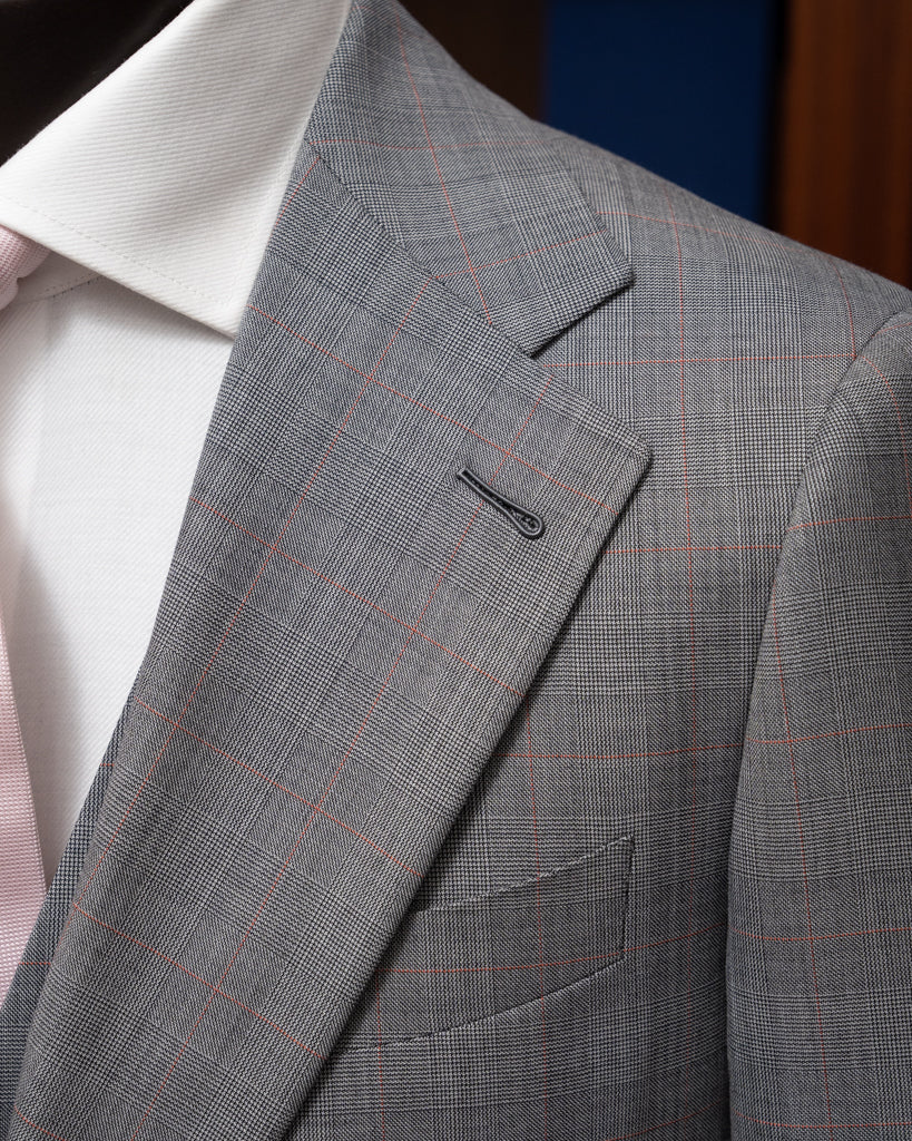 Abito Giotto Principe di Galles Grigio Overcheck Rosso con Gilet