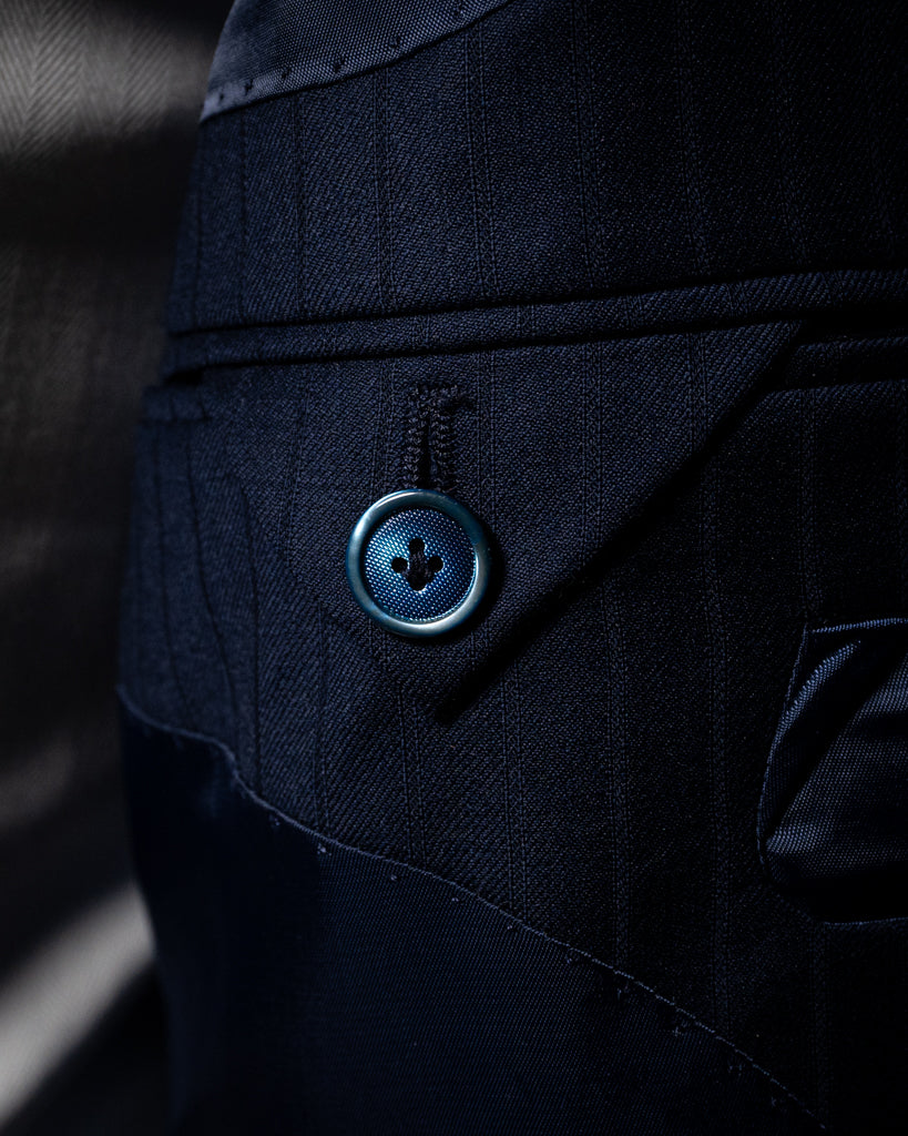 Giotto Herringbone Tone on Tone Peacock Blue Suit