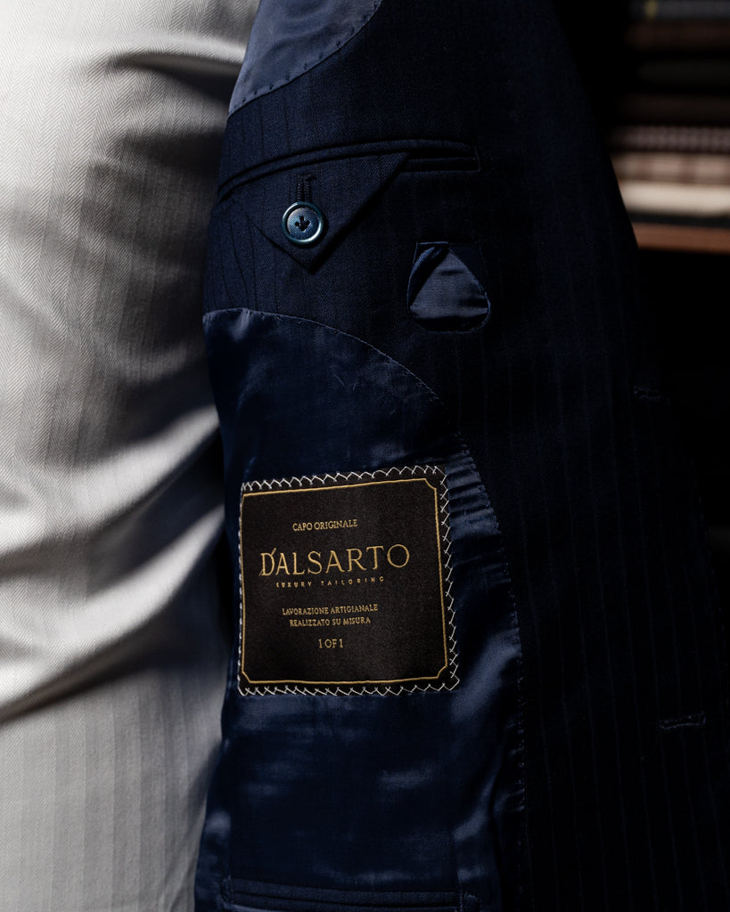 Giotto Herringbone Tone on Tone Peacock Blue Suit