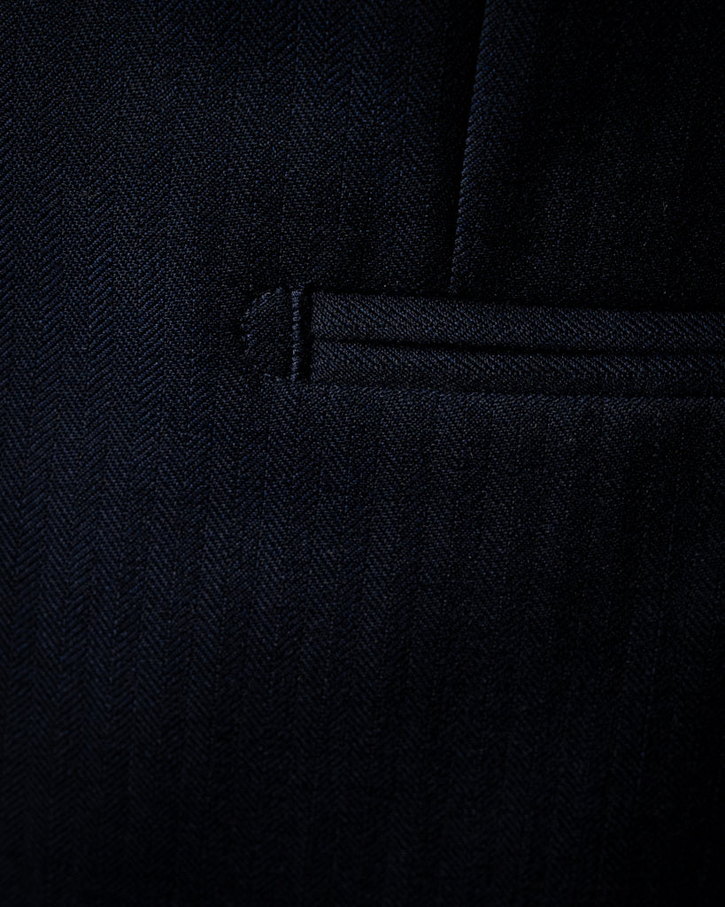 Navy Blue Herringbone Modern Suit