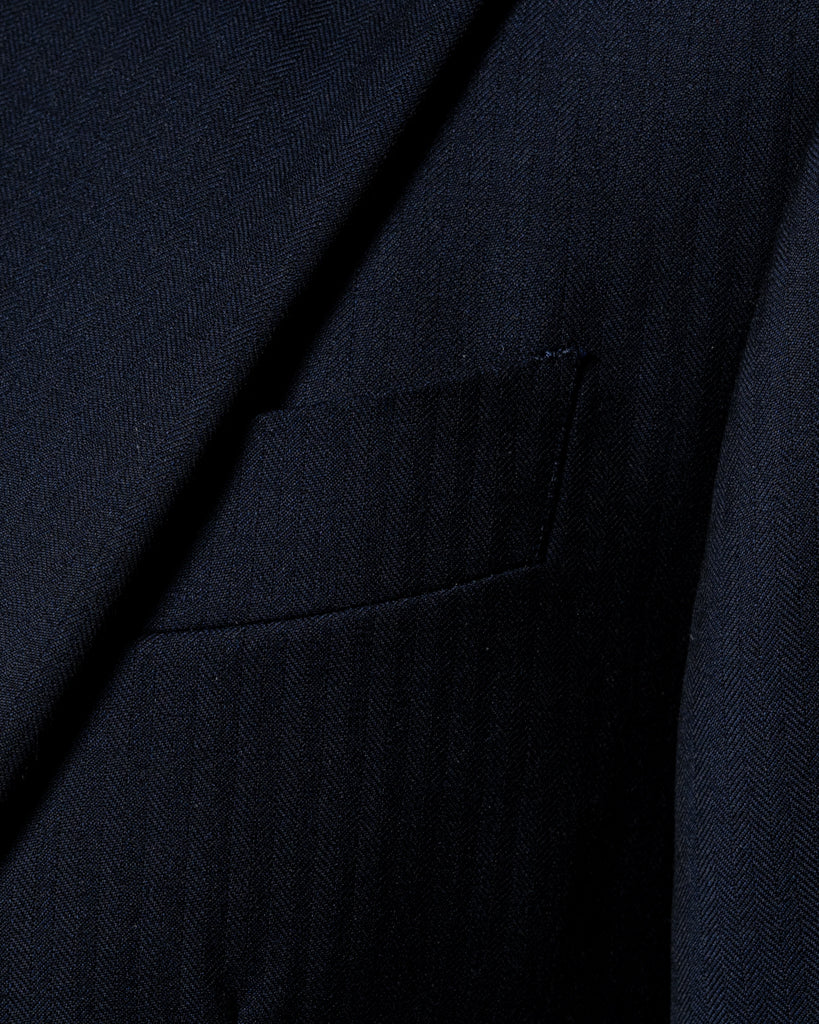 Navy Blue Herringbone Modern Suit