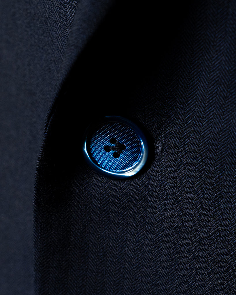 Navy Blue Herringbone Modern Suit