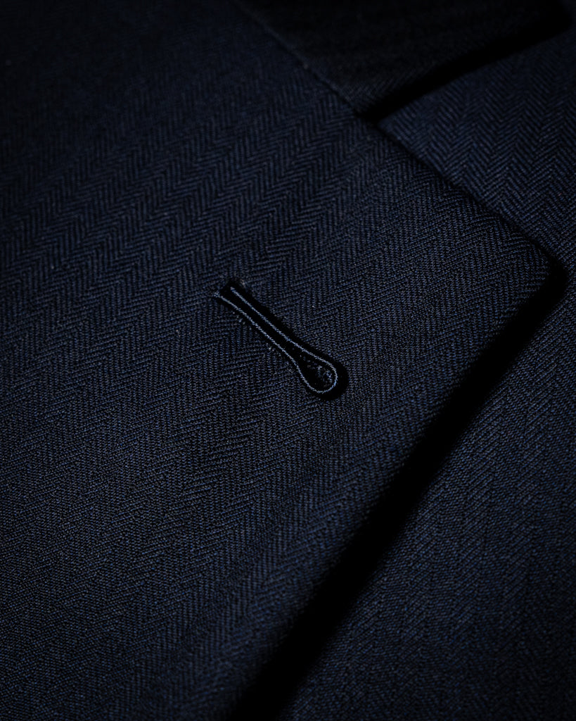 Navy Blue Herringbone Modern Suit