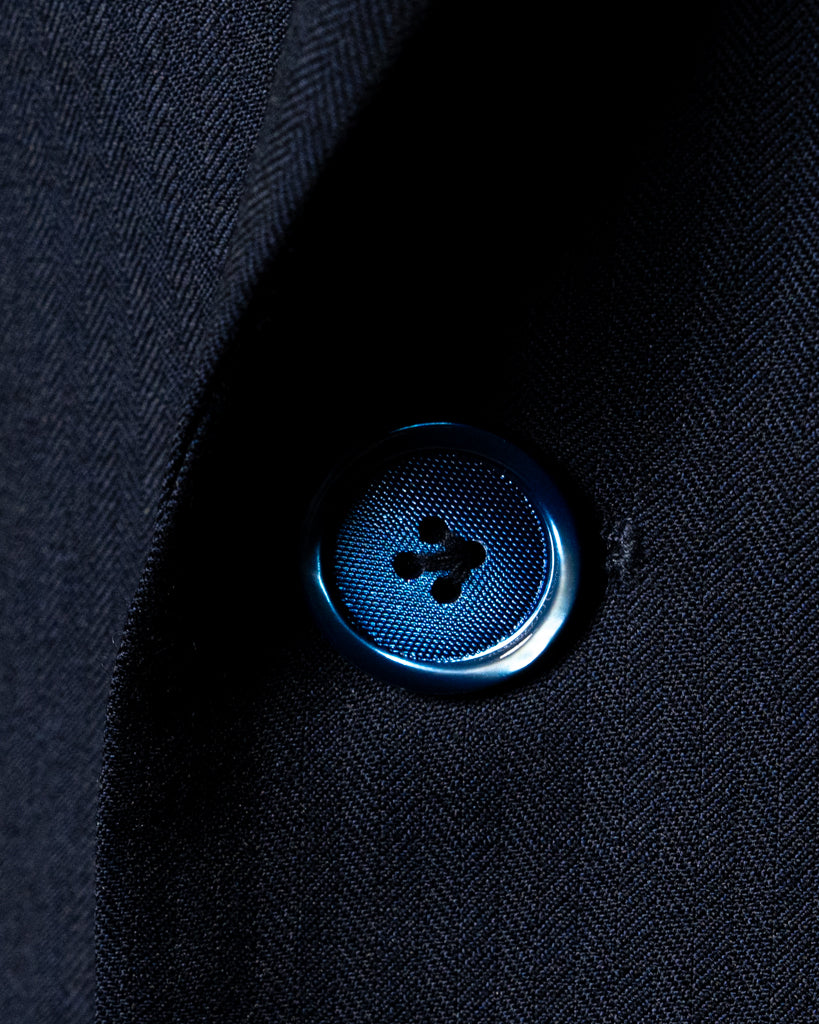 Navy Blue Herringbone Modern Suit