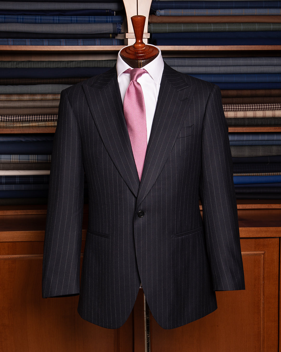 Dark Blue Pinstriped Modern Suit