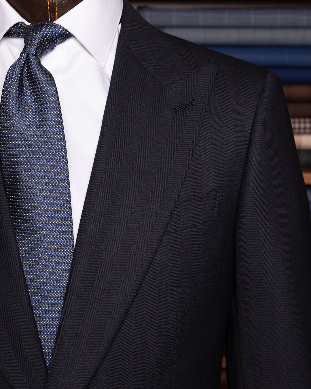 Dark Blue Herringbone Modern Dress