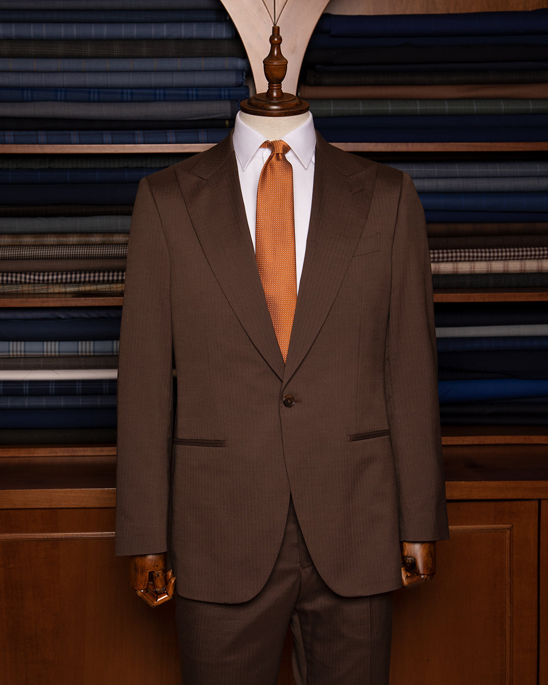 Hazelnut Herringbone Modern Dress